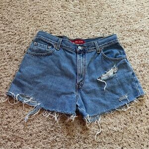 Vintage Levis Cut Off Distressed Blue Denim Jean Shorts Womens Sz 10 Classic Fit